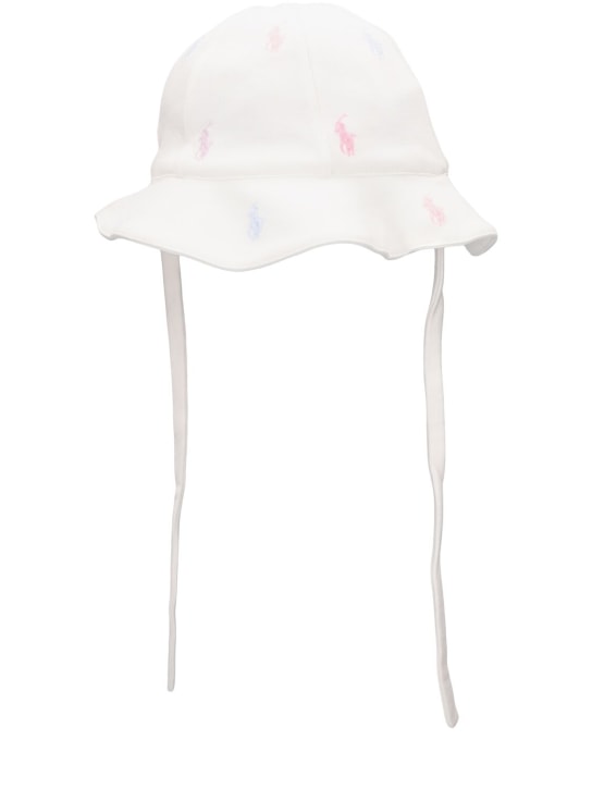 Ralph Lauren: Cappello bucket in cotone con ricami - Bianco - kids-girls_1 | Luisa Via Roma