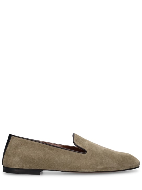 Wales Bonner: Suede loafers - Military Green - men_0 | Luisa Via Roma