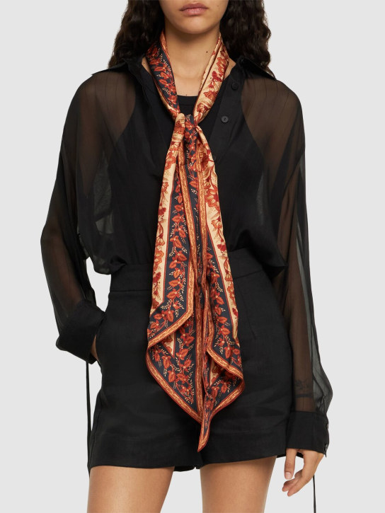 Zimmermann: Printed silk scarf - Darknavyfloral - women_1 | Luisa Via Roma