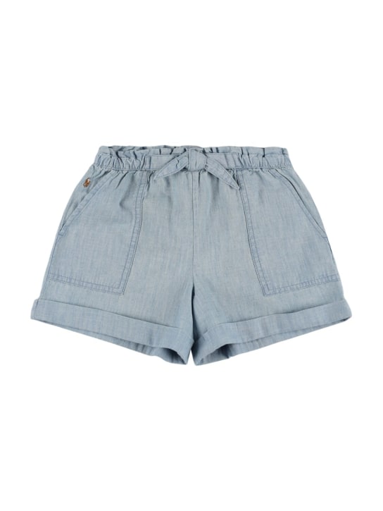 Ralph Lauren: Shorts de algodón cambray - Azul Claro - kids-girls_0 | Luisa Via Roma