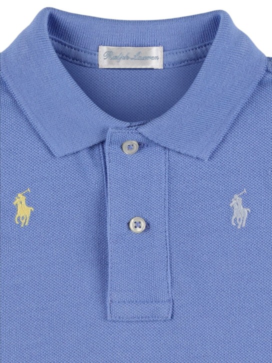 Ralph Lauren: Polo en piqué de coton à logo - Bleu Clair - kids-boys_1 | Luisa Via Roma