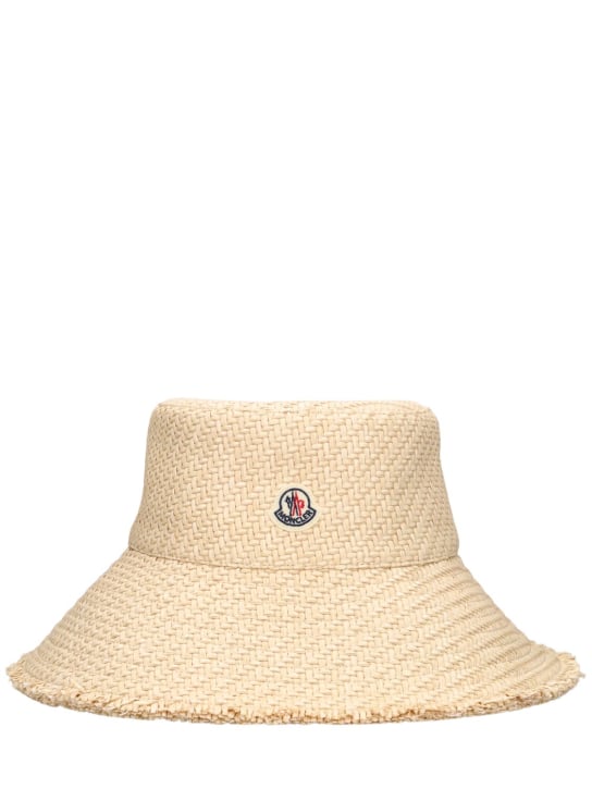 Moncler: Raffia bucket hat - White - women_0 | Luisa Via Roma
