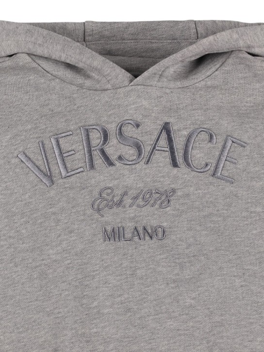 Versace: Embroidered hooded sweatshirt - Grigio - kids-boys_1 | Luisa Via Roma