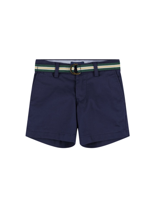 Ralph Lauren: Shorts in twill di cotone stretch - Blu Scuro - kids-boys_0 | Luisa Via Roma