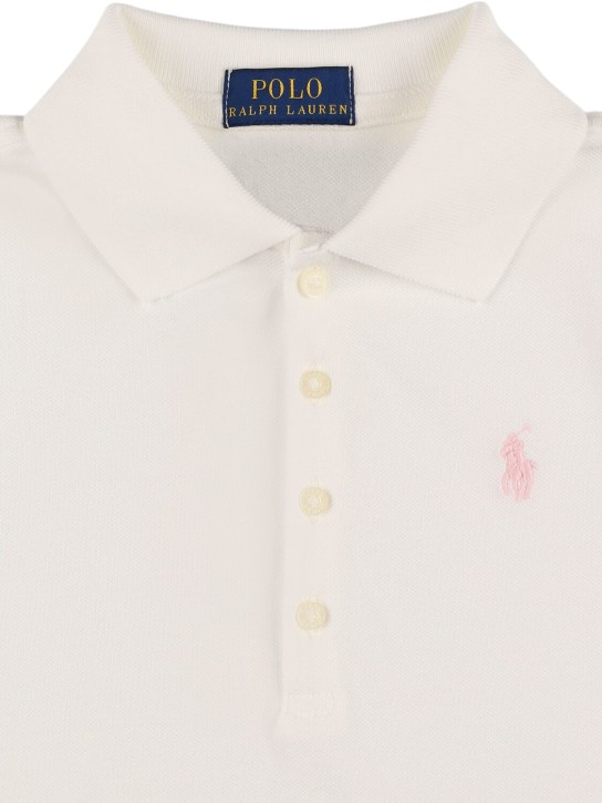 Ralph Lauren: Polo en piqué de coton à logo brodé - Blanc - kids-girls_1 | Luisa Via Roma