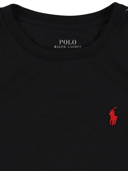 Ralph Lauren: T-shirt e shorts in jersey con logo - Nero - kids-boys_1 | Luisa Via Roma
