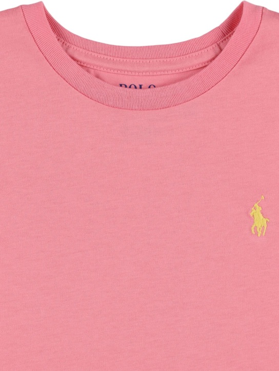 Ralph Lauren: T-shirt en jersey de coton à logo - Rose - kids-girls_1 | Luisa Via Roma