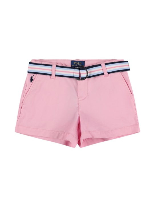 Ralph Lauren: Shorts chino de algodón con cinturón - Rosa - kids-girls_0 | Luisa Via Roma