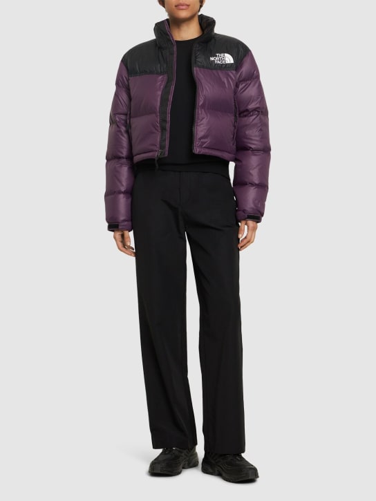 The North Face: Nuptse cropped down jacket - Purple - women_1 | Luisa Via Roma