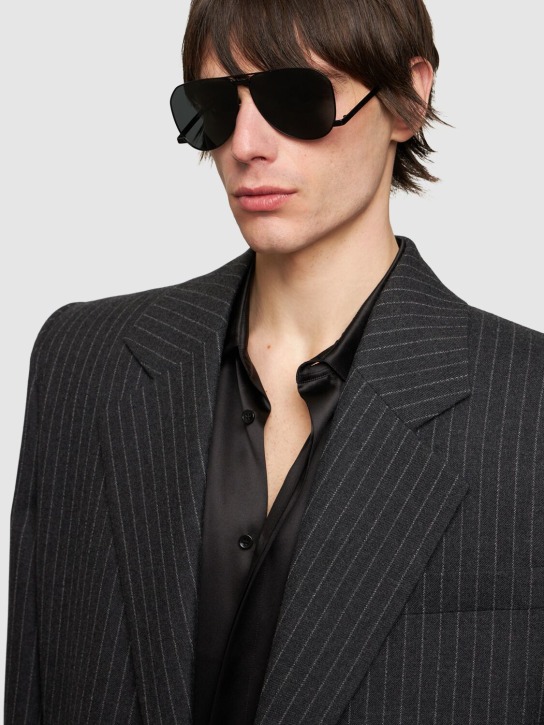 Saint Laurent: SL 690 metal sunglasses - Black - men_1 | Luisa Via Roma