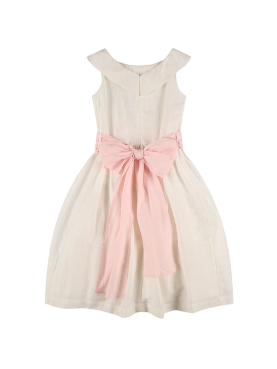 Il Gufo: Linen blend dress - White/Pink - kids-girls_1 | Luisa Via Roma