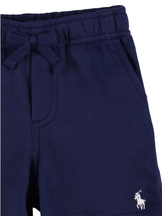 Ralph Lauren: Shorts in felpa con ricamo logo - Blu Scuro - kids-boys_1 | Luisa Via Roma