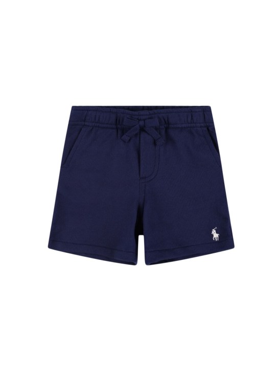 Ralph Lauren: Shorts in felpa con ricamo logo - Blu Scuro - kids-boys_0 | Luisa Via Roma