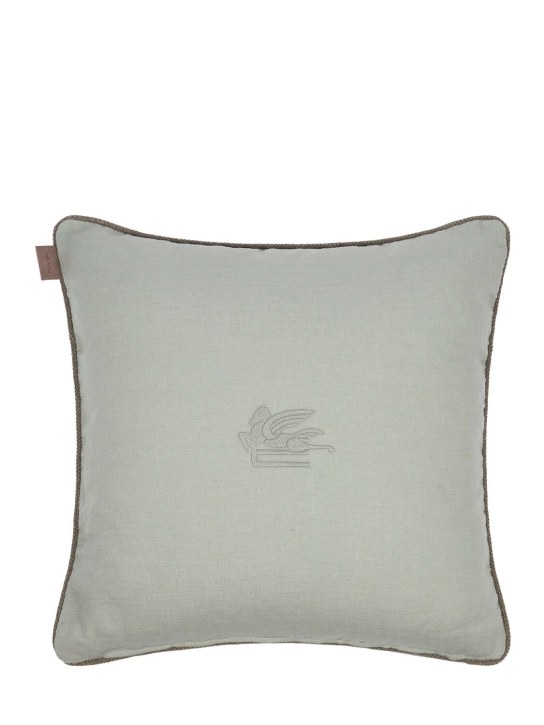 Etro: Calathea embroidered cushion - Beige - ecraft_1 | Luisa Via Roma