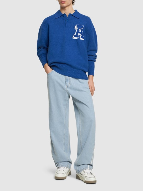 Axel Arigato: Team Polo cotton blend sweater - Blue - men_1 | Luisa Via Roma