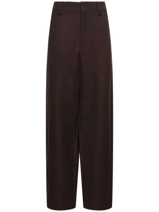 Lemaire: Wool & linen baggy pants - Brown - women_0 | Luisa Via Roma