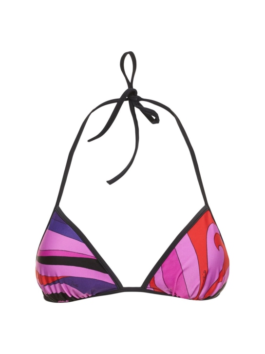 Pucci: Top bikini in Lycra stampata - Rosa/Rosso - women_0 | Luisa Via Roma