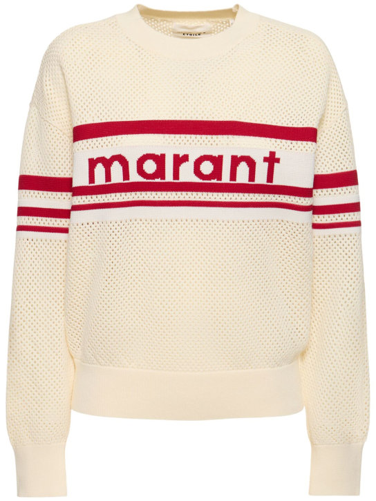 Marant Etoile: Arwen logo cotton blend sweater - Ecru - men_0 | Luisa Via Roma