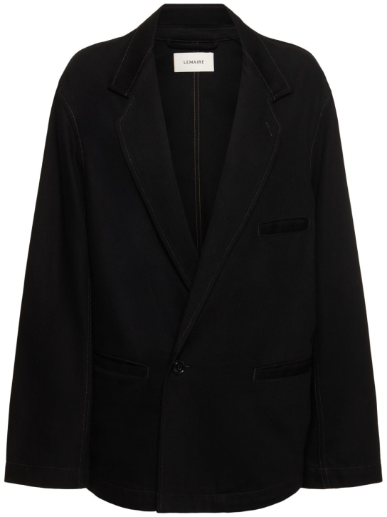 Lemaire: Workwear cotton blazer - Black - women_0 | Luisa Via Roma