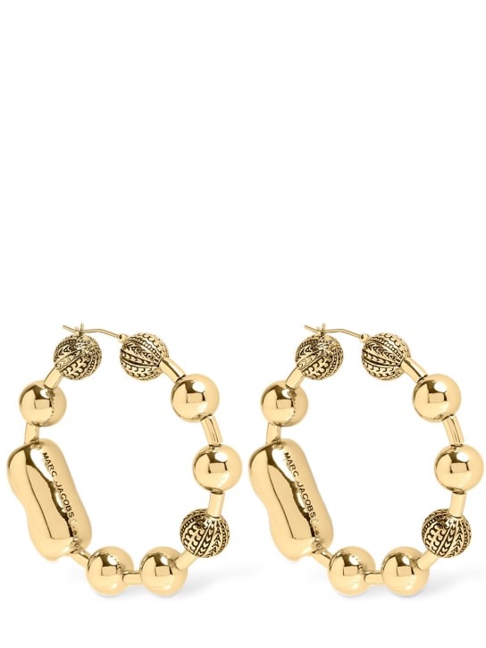 Marc Jacobs: Monogram ball chain hoop earrings - Gold - women_0 | Luisa Via Roma