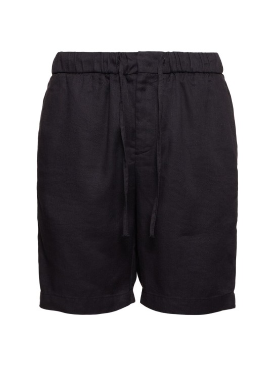 FRESCOBOL CARIOCA: Felipe linen & cotton shorts - Nero - men_0 | Luisa Via Roma