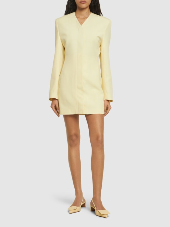 Jacquemus: La Robe Cubo crepe mini dress - Light Yellow - women_1 | Luisa Via Roma