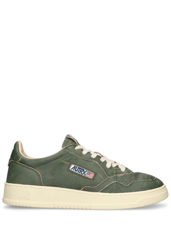 Autry: Unlined leather low sneakers - Green - men_0 | Luisa Via Roma