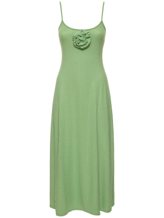 Weworewhat: Embellished midi dress w/ rose - Green - women_0 | Luisa Via Roma