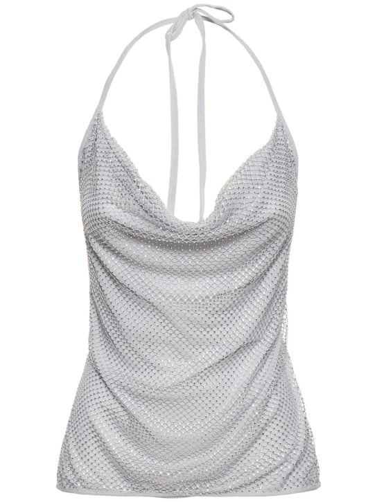 Weworewhat: Sequined cowl neck top - Silver - women_0 | Luisa Via Roma