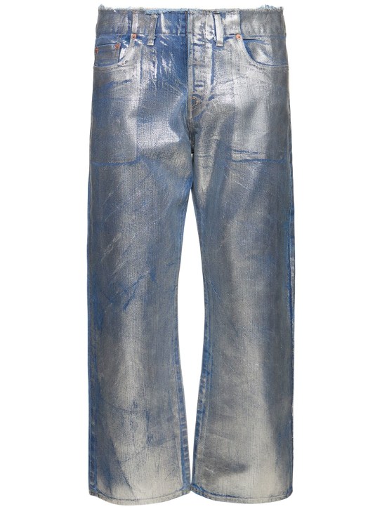 Doublet: Cotton foil denim pants - Silver - men_0 | Luisa Via Roma