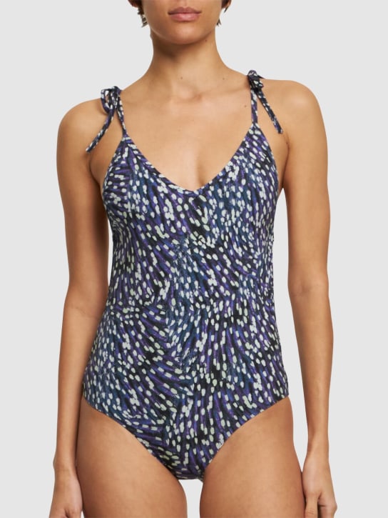 Isabel Marant: Swan printed one piece swimsuit - Blue - women_1 | Luisa Via Roma