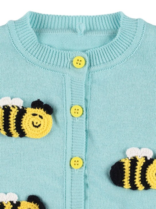 Stella Mccartney Kids: Organic cotton embroidered bee cardigan - Light Blue - kids-girls_1 | Luisa Via Roma