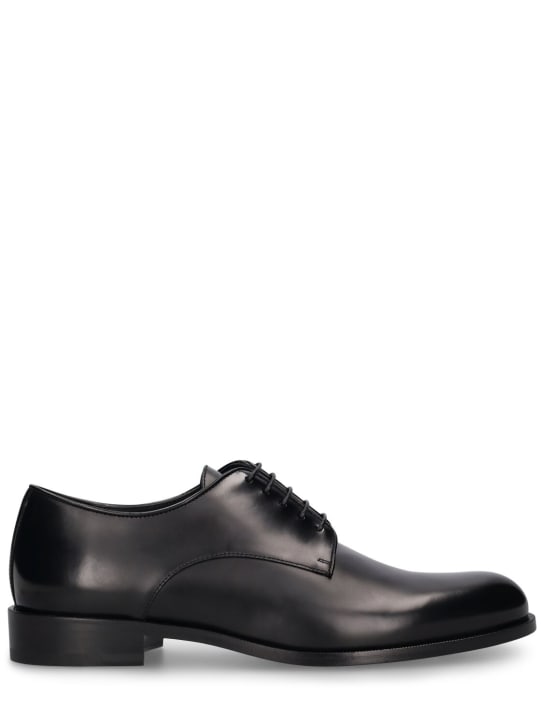 Giorgio Armani: 皮革系带鞋 - 黑色 - men_0 | Luisa Via Roma