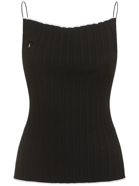 Jacquemus: Le Haut Maille Plissé knit top - Black/White - women_0 | Luisa Via Roma