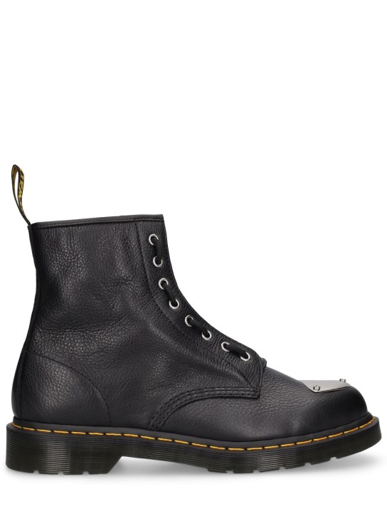Dr.Martens: 1460 Metal plate leather lace-up boots - Black - men_0 | Luisa Via Roma