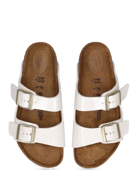 BIRKENSTOCK: Patent Arizona faux leather sandals - White - kids-girls_1 | Luisa Via Roma