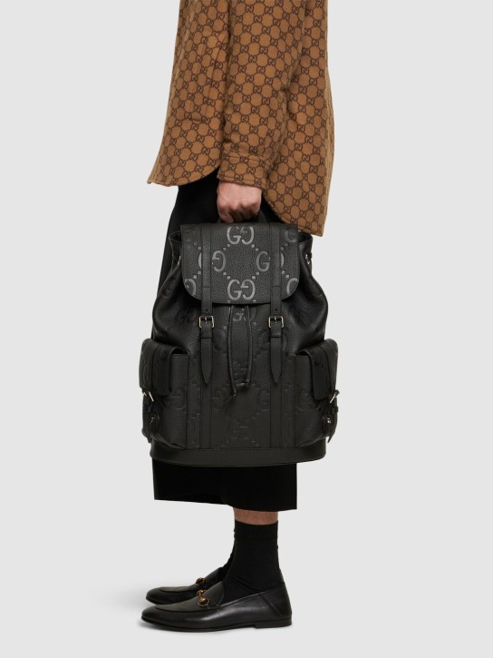 Gucci: Jumbo GG leather backpack - Black - men_1 | Luisa Via Roma