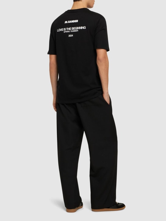 Jil Sander: T-shirt lunga in jersey di cotone - Nero - men_1 | Luisa Via Roma