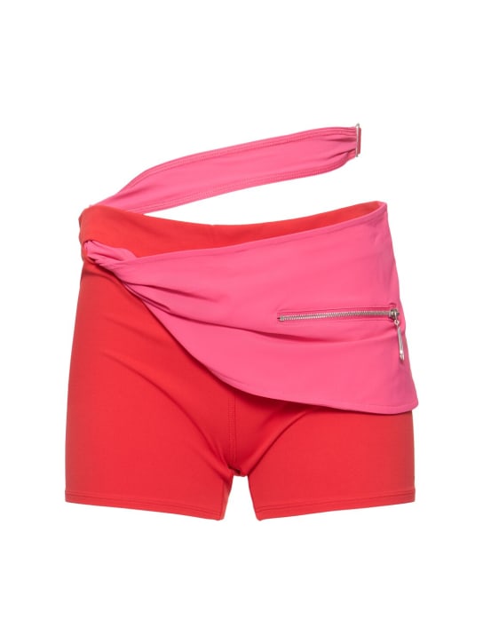 Nike: Jacquemus layered shorts - Red/Watermelon - women_0 | Luisa Via Roma