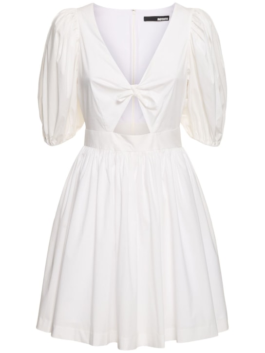 Rotate: Marie puff sleeve cotton mini dress - Bianco - women_0 | Luisa Via Roma
