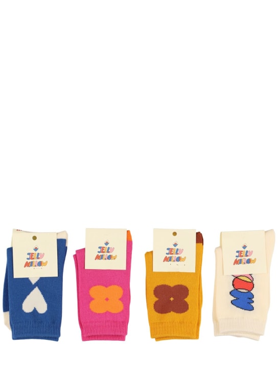 Jellymallow: Set of 4 cotton blend socks - Multicolor - kids-boys_0 | Luisa Via Roma