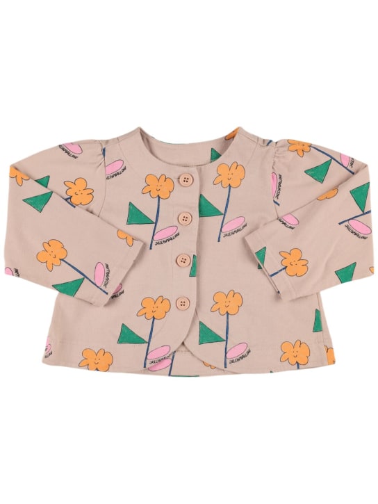 Jellymallow: Cotton knit cardigan - Beige - kids-girls_0 | Luisa Via Roma