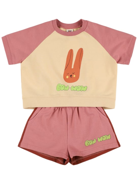 Jellymallow: Cotton jersey t-shirt & sweat shorts - Pink - kids-boys_0 | Luisa Via Roma