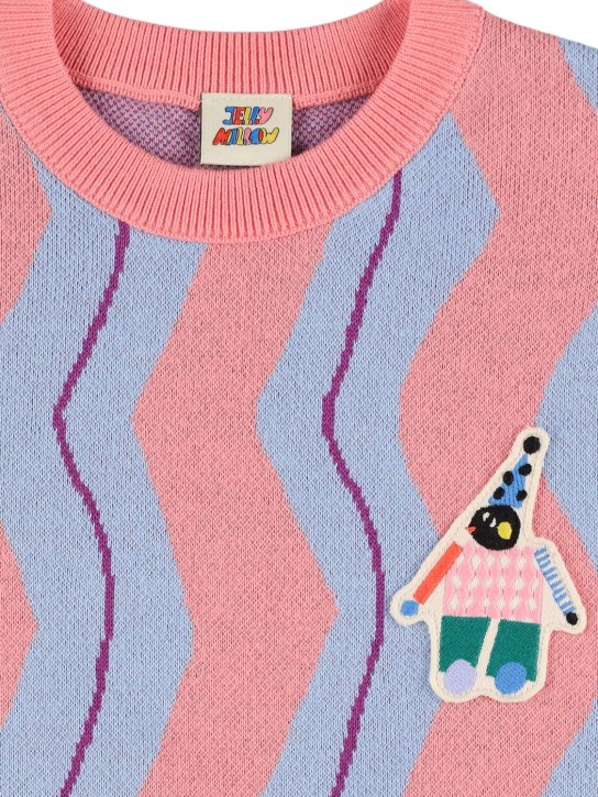 Jellymallow: Pull-over en maille de coton à manches courtes - Rose/Multicolore - kids-girls_1 | Luisa Via Roma