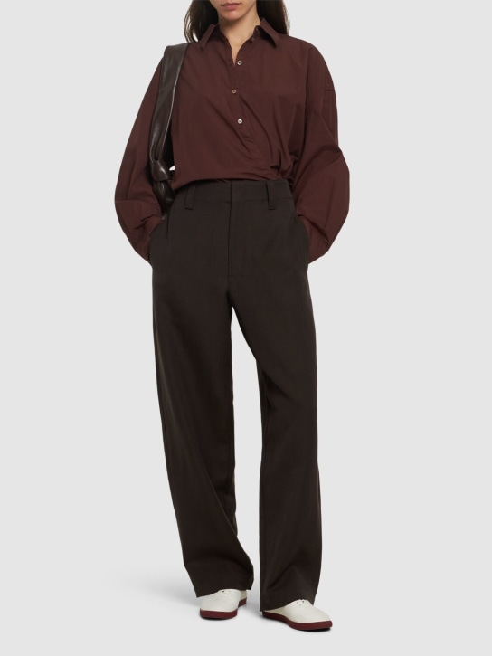 Lemaire: Wool & linen baggy pants - Brown - women_1 | Luisa Via Roma