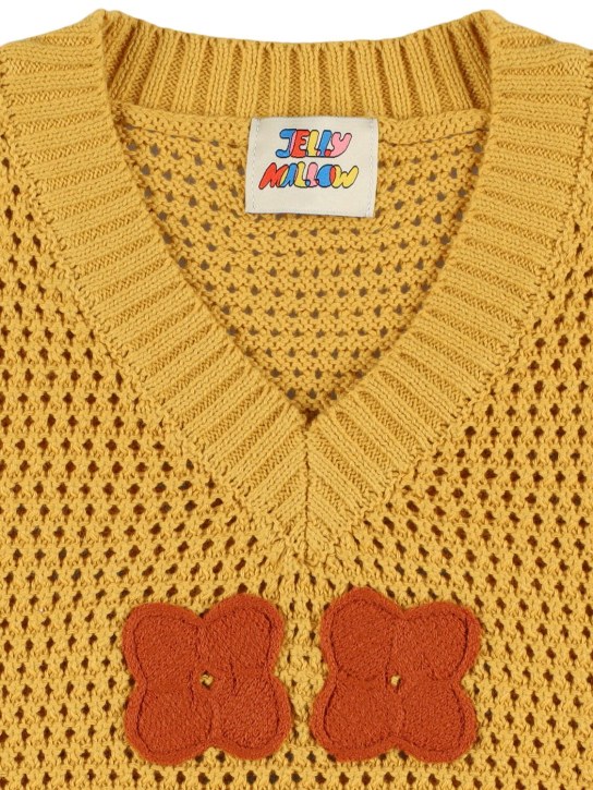 Jellymallow: Flower knit vest - Yellow - kids-girls_1 | Luisa Via Roma