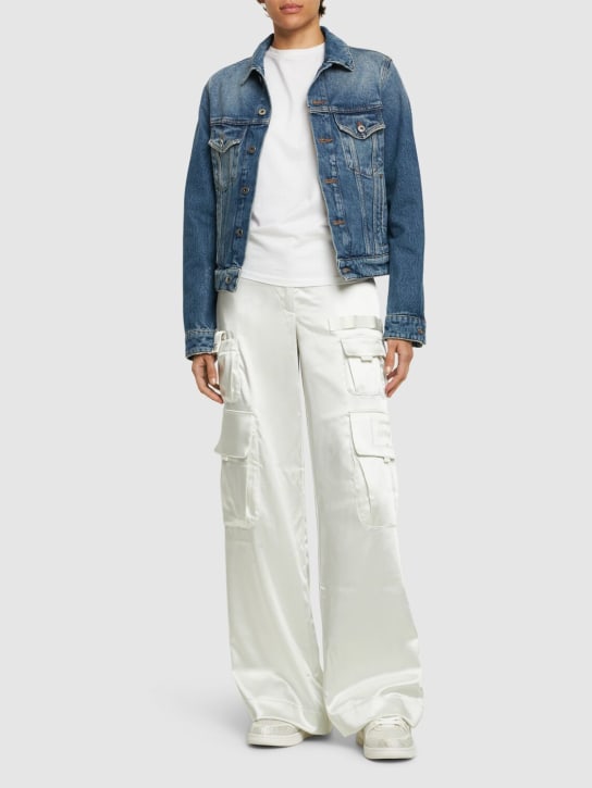 Off-White: Reguläre Jacke aus Baumwolldenim - Vintage Blau - women_1 | Luisa Via Roma