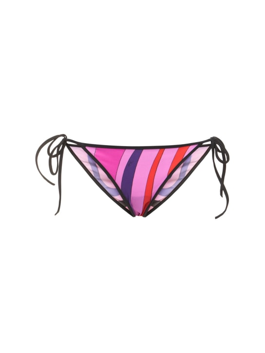 Pucci: Braguitas de bikini de lycra estampado - Rosa/Rojo - women_0 | Luisa Via Roma