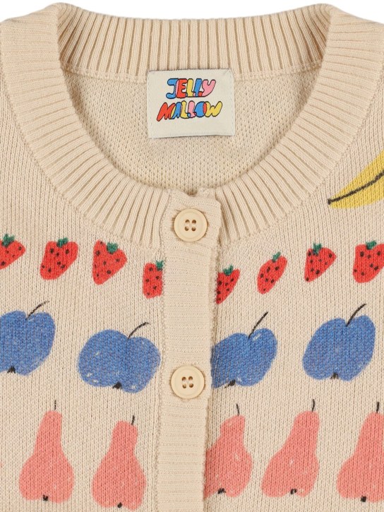 Jellymallow: Cotton knit cardigan - Beige - kids-girls_1 | Luisa Via Roma