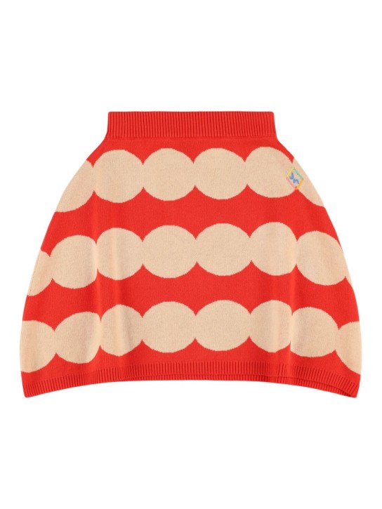 Jellymallow: Knit cotton skirt - Red/Beige - kids-girls_0 | Luisa Via Roma